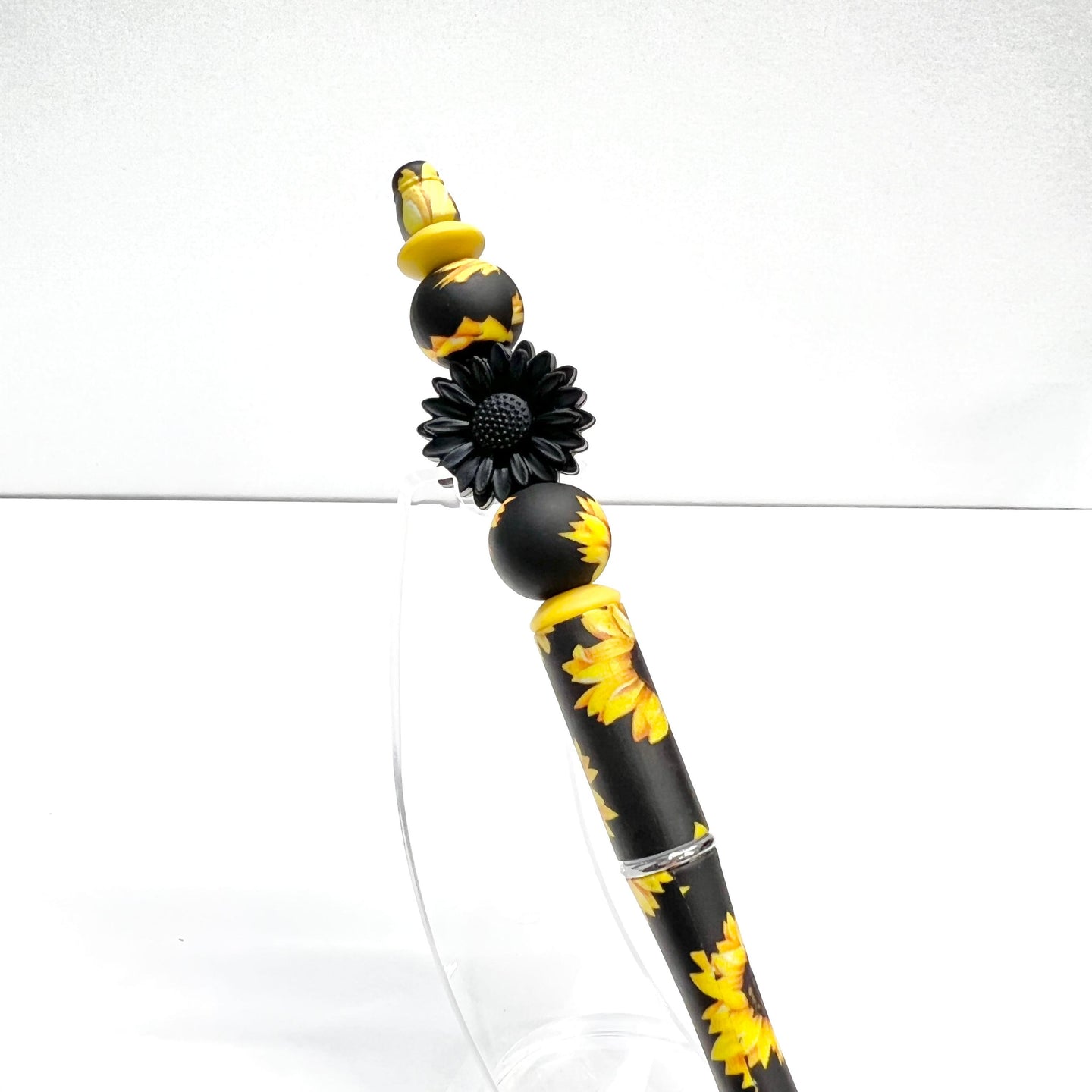 Black Sunflower Plastic Pen